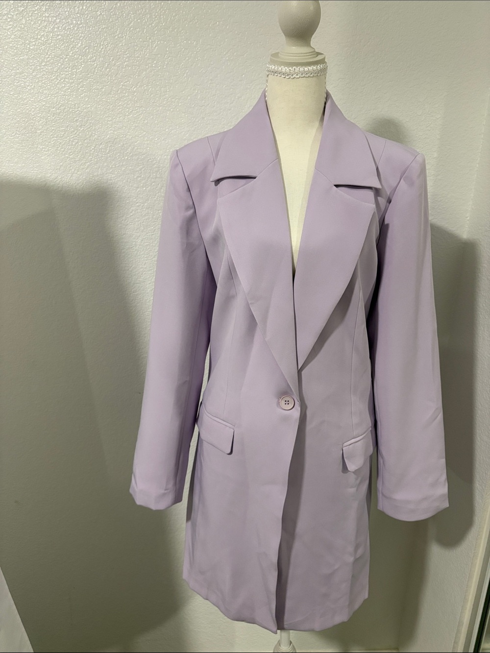 Lavender Long Blazer Coat - Women's Tailored Jacket